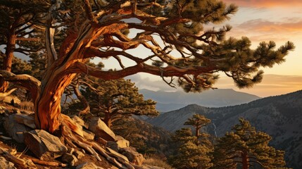 Canvas Print - tree mountain pine trees