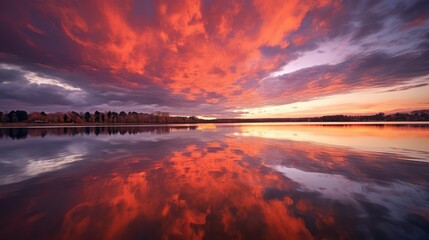 Poster - twilight red sky clouds