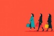 © Benjawan - Black Friday shopping spree, people with sale items, flat design illustration, Copy space for text, no logo, no brand, no trademark