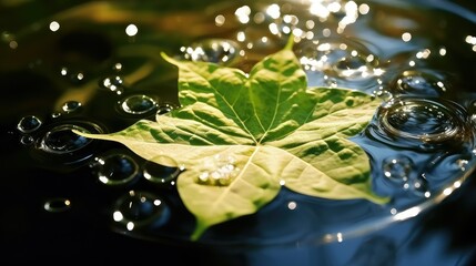 Poster - nature water on leaf