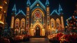 © Thirawat - The exterior of a cathedral adorned with seasonal decorations, such as festive lights and floral arrangements, enhancing its beauty.