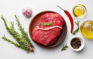 Poster - Raw beef steak with vegetables