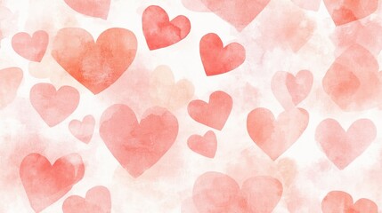 Wall Mural - romantic background with soft red and white hearts in a pastel palette. ideal for valentine's day, l