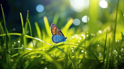 Wall Mural - close spring grass