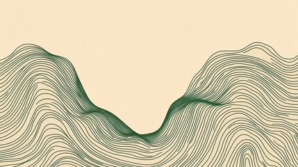 Poster - Abstract line art creates a serene mountain landscape, ideal for minimalistic designs and calming backgrounds.