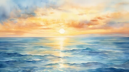 Canvas Print - painting blue and gold water color