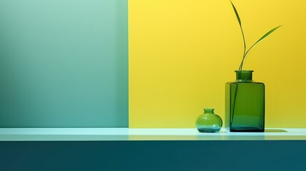 Canvas Print - minimalist blue green yellow background