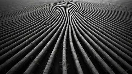 Wall Mural - horizon black and white corn field