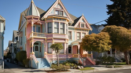 Poster - colorful painted lady house