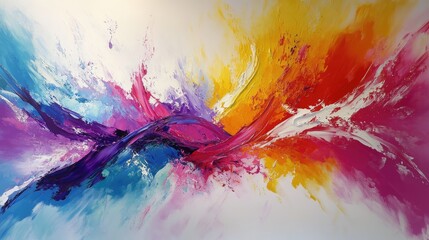 Poster - a modern abstract painting with fluid lines and vibrant colors, adding a pop of energy to a neutral 