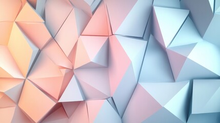 Poster - Abstract geometric background with overlapping triangles in pastel shades, creating a dynamic, modern design