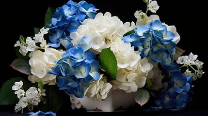 Sticker - bouquet white and blue flowers