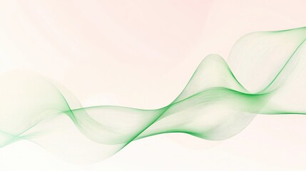 Poster - Elegant abstract design featuring soft green waves on a light background, perfect for backgrounds or artistic projects.