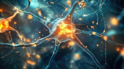Poster - An abstract illustration of neurons firing, representing