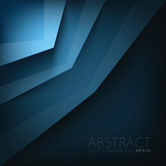 Fototapete - Blue graphic geometric triangle overlap vector layer background for text and message design