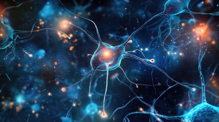 Poster - An abstract illustration of neurons firing, representing