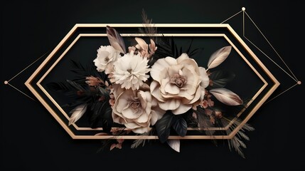 Sticker - sleek floral gold frame