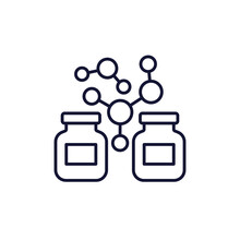 bottles of chemicals line icon