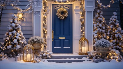 Wall Mural - festive blue and gold christmas background