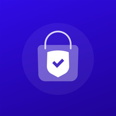 Sticker - safe shopping vector icon, transparent design