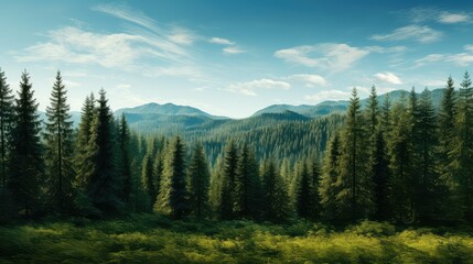 Poster - evergreen trees horizon