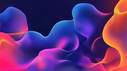 Poster - Modern abstract background with fluid shapes, gradients, and neon colors, representing a digital landscape