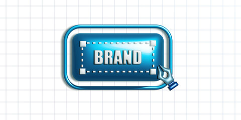 Poster - Design Tool Icon Representing Branding on Grid Background. 3D Rendering