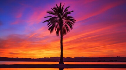 Poster - orange desert palm tree