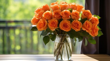 Wall Mural - vase orange roses