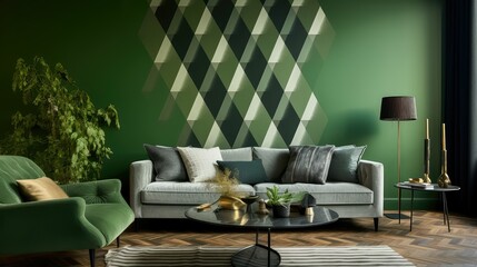 Wall Mural - wallpaper green harlequin