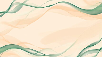 Poster - Elegant abstract background featuring soft, flowing waves in shades of green and cream, perfect for design projects and presentations.