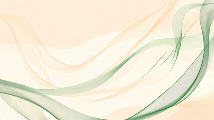 Poster - Elegant abstract background with soft green and peach waves, perfect for creating serene and tranquil designs.