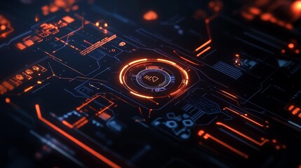 Futuristic Tech Icons on Dark Background - ArtisterPoint Template