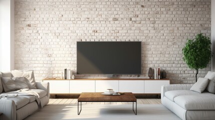 Canvas Print - living tv on brick wall