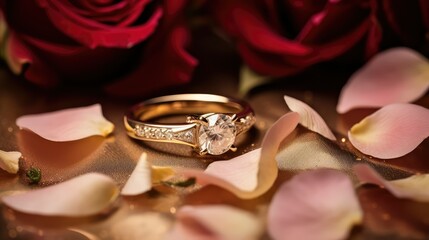 Poster - petals gold engagement ring