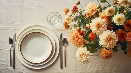 plates kitchen table top view