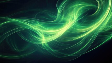 Poster - A mesmerizing swirl of green light creating an abstract and dynamic atmosphere, perfect for backgrounds and creative designs.