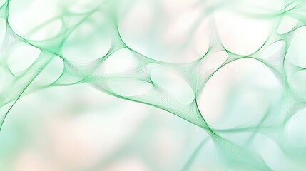 Poster - A soft and ethereal abstract background featuring delicate green lines and bubbles, perfect for design and creative projects.