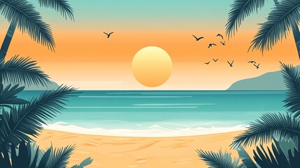 Tranquil Beach Sunset Scene