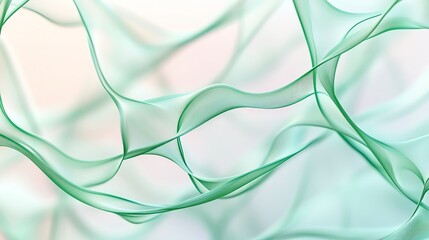 Poster - A serene, flowing green wave pattern showcasing smooth curves and delicate movement, perfect for backgrounds or abstract designs.