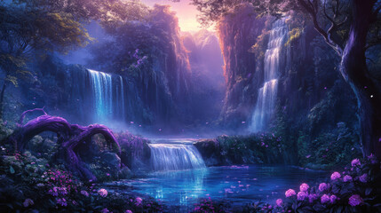 Wall Mural - Enchanted Waterfall.