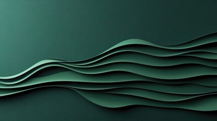 Poster - Elegant green wave patterns create a modern and stylish background, ideal for presentations, designs, and artistic projects.