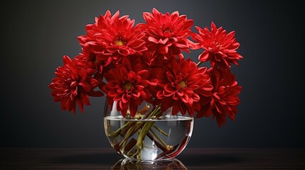 Poster - glass red flowers vase