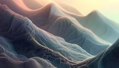 Wall Mural - Serene Abstract Mountain Range with Gradient Hues and Intricate Patterns in a Tranquil Atmosphere