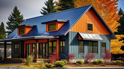 Wall Mural - color metal roof house