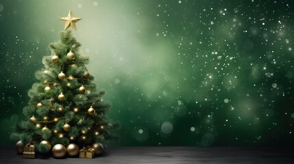 Poster - ornaments green background holiday