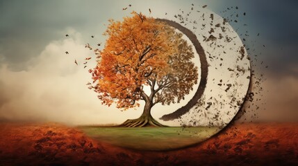 Sticker - autumn growth tree