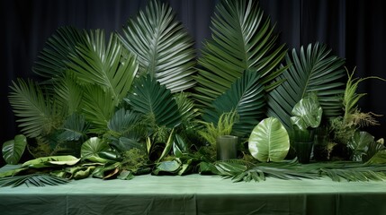 Canvas Print - nature palm leaves table