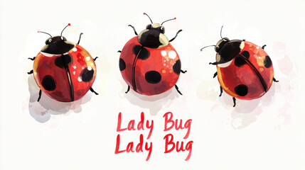 Poster - Three Ladybugs.