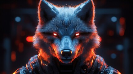 Sticker - Cyberpunk Wolf Portrait